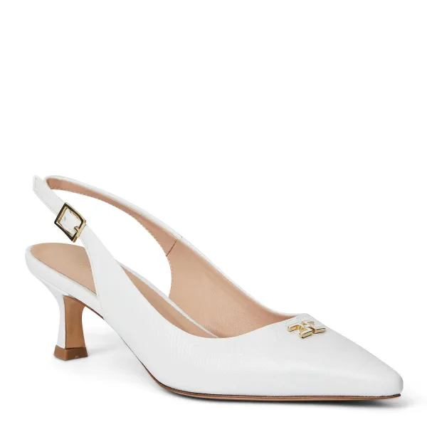 Bruno Magli Fiona Slingback Pump White Crinkled Patent White Patent Leather New