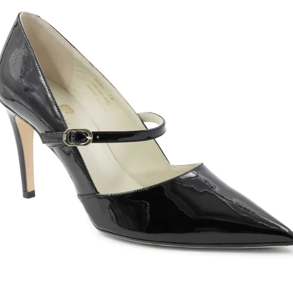 Bruno Magli Gemma Mary-Jane Leather Pump Black Patent Sale