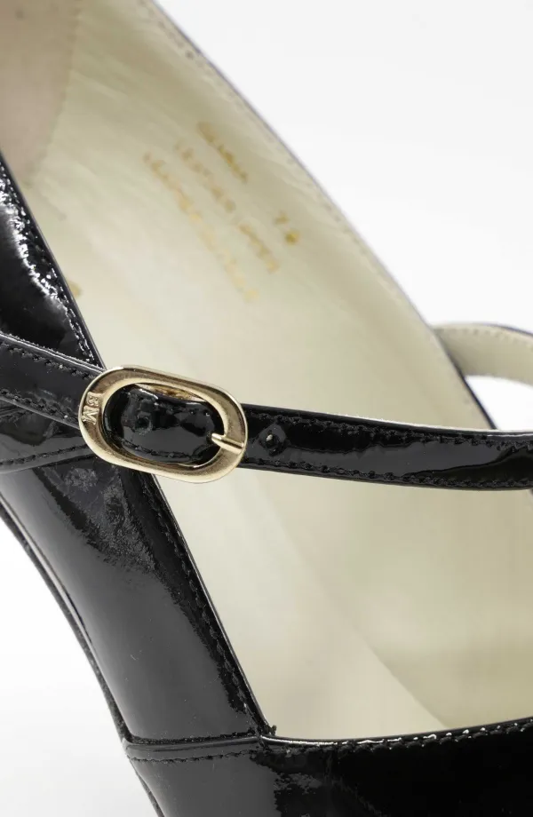 Bruno Magli Gemma Mary-Jane Leather Pump Black Patent Sale