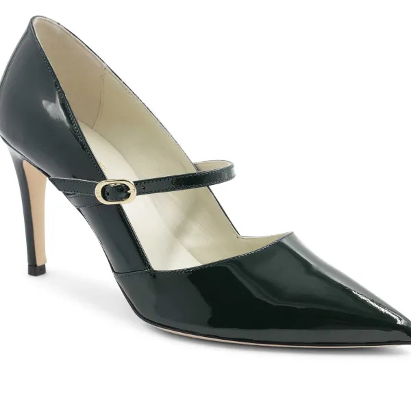 Bruno Magli Gemma Mary-Jane Leather Pump Emerald Patent Discount