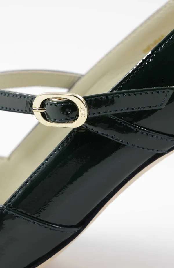 Bruno Magli Gemma Mary-Jane Leather Pump Emerald Patent Discount