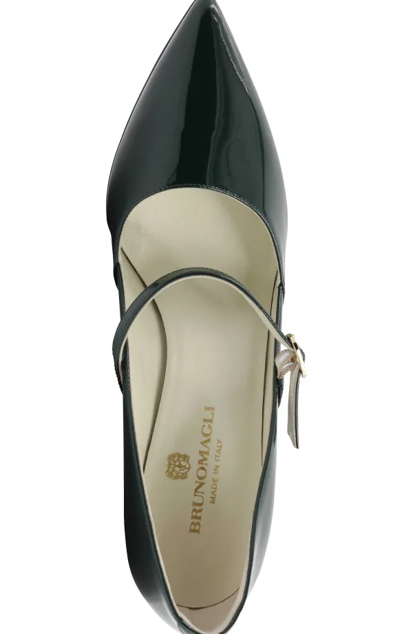 Bruno Magli Gemma Mary-Jane Leather Pump Emerald Patent Discount