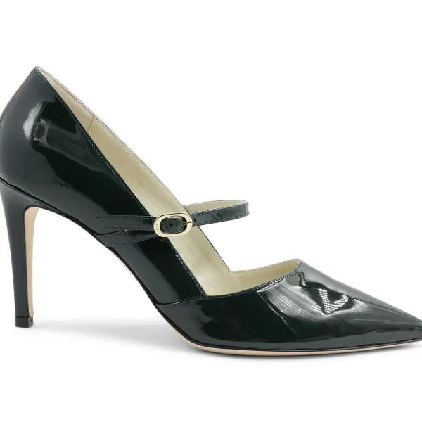 Bruno Magli Gemma Mary-Jane Leather Pump Emerald Patent Discount
