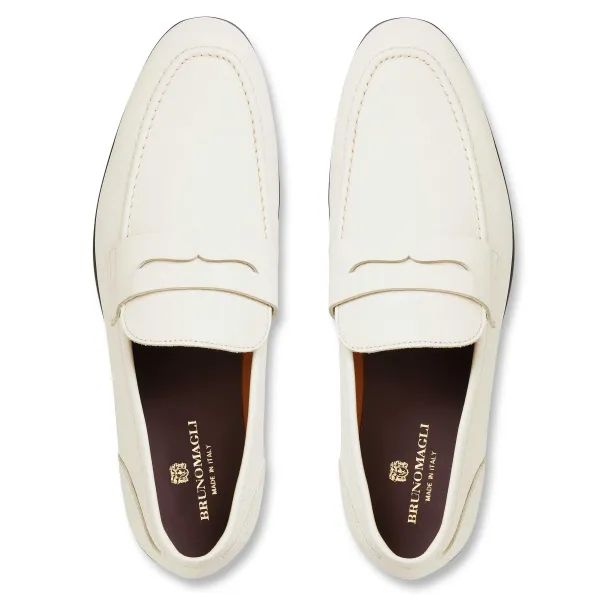 Bruno Magli Lastra Slip-On Leather Loafer-Off White Off-White Leather Discount