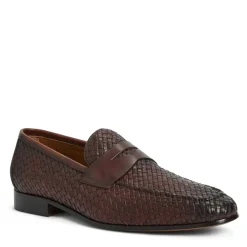 Bruno Magli Manfredo Slip On Loafer Leather Brown Woven Outlet