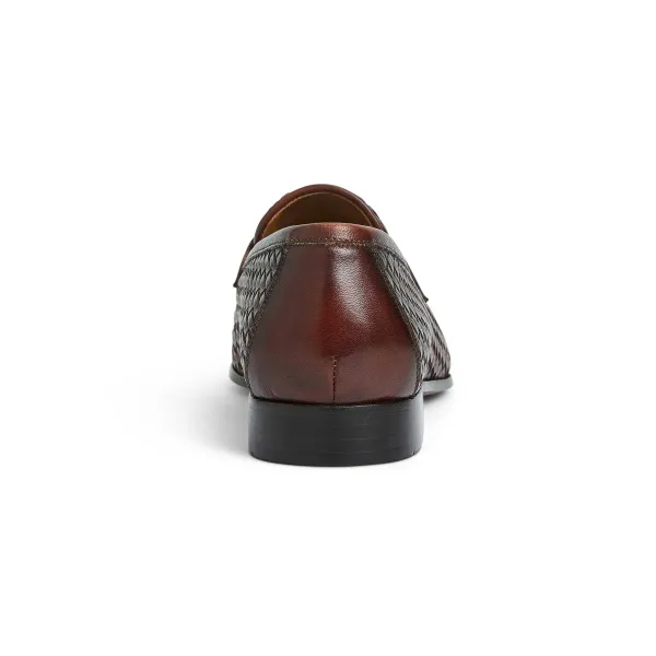 Bruno Magli Manfredo Slip On Loafer Leather Brown Woven Outlet