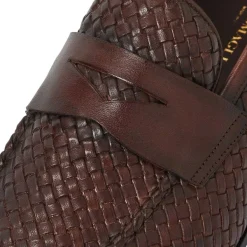 Bruno Magli Manfredo Slip On Loafer Leather Brown Woven Outlet