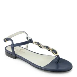 Bruno Magli Marina Leather Embellished Thong Sandal Navy Clearance