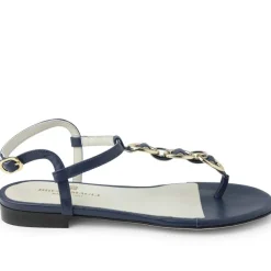 Bruno Magli Marina Leather Embellished Thong Sandal Navy Clearance
