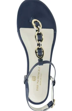 Bruno Magli Marina Leather Embellished Thong Sandal Navy Clearance
