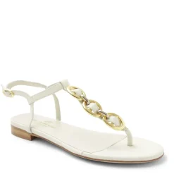 Bruno Magli Marina Leather Embellished Thong Sandal Off White
