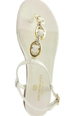 Bruno Magli Marina Leather Embellished Thong Sandal Off White