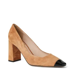 Bruno Magli Melania Square Toe Suede Pump Suede Camel Clearance