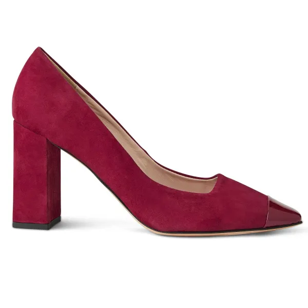 Bruno Magli Melania Square Toe Suede Pump Suede Ruby Clearance