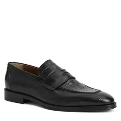Bruno Magli Nathan Penny Loafer- Black Croc Black Croc-Print Leather Sale