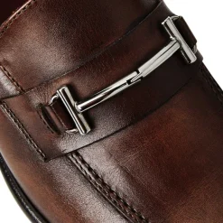 Bruno Magli Sante Double Gore Classic Bit Leather Loafer-Brown