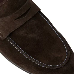 Bruno Magli Silas Suede Loafer-Dark Brown /Ecru Clearance