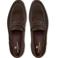 Bruno Magli Silas Suede Loafer-Dark Brown /Ecru Clearance