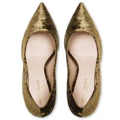 Bruno Magli Telma Pointed Toe Pump- Olive Velvet /Red Velvet Clearance