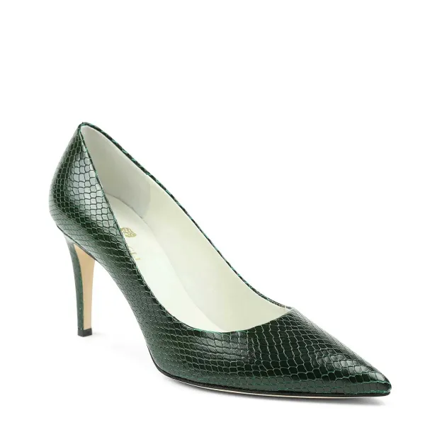 Bruno Magli Telma Snake-Print Leather Pointed-Toe Pump - Emerald Emerald Viper
