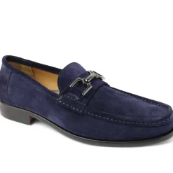 Bruno Magli Trieste Classic Leather Moccasin Navy Suede Outlet