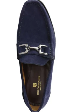 Bruno Magli Trieste Classic Leather Moccasin Navy Suede Outlet