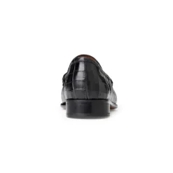 Bruno Magli Trieste Classic Moccasin- Black Croc Black Croc-Print Leather Online