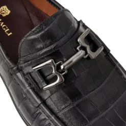 Bruno Magli Trieste Classic Moccasin- Black Croc Black Croc-Print Leather Online