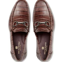 Bruno Magli Trieste Classic Moccasin- Brown Croc Brown Croc-Print Leather Online