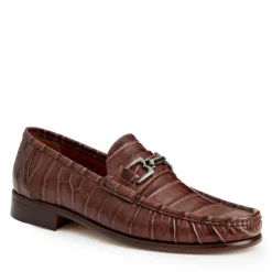 Bruno Magli Trieste Classic Moccasin- Brown Croc Brown Croc-Print Leather Online