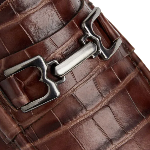 Bruno Magli Trieste Classic Moccasin- Brown Croc Brown Croc-Print Leather Discount