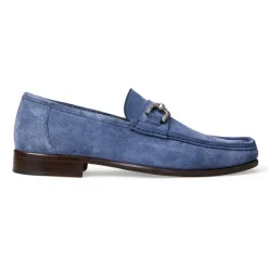 Bruno Magli Trieste Classic Suede Moccasin Light Blue Suede Discount