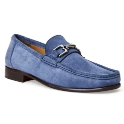 Bruno Magli Trieste Classic Suede Moccasin Light Blue Suede Hot
