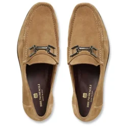 Bruno Magli Trieste Classic Suede Moccasin Taupe Suede Discount