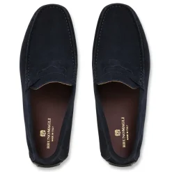 Bruno Magli Xane Casual Suede Slip-On Driving Moccasin-Navy Navy Suede New
